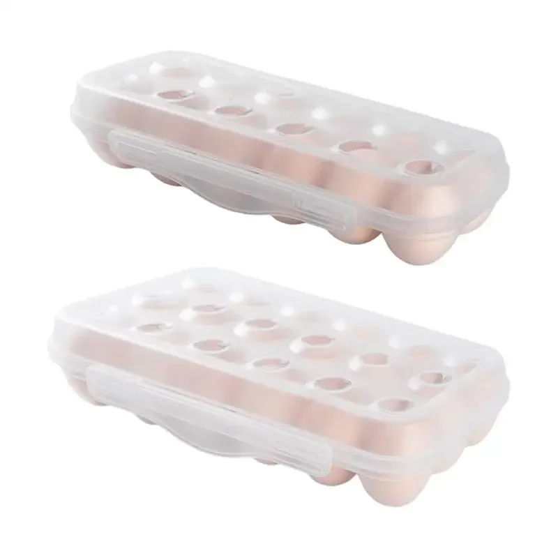 Egg Storage Box with Lid Kitchen Refrigerator Box Egg Drop Rack Egg Storage Box Fridge Eggs Organizer 12/18 Grid Tray