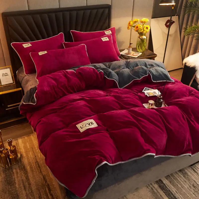2pcs Set Velvet Pillowcase for Bed Room Decorative Luxury Hairy Winter Pillow Cover Warm and Soft Solid Color Queen Size Grey