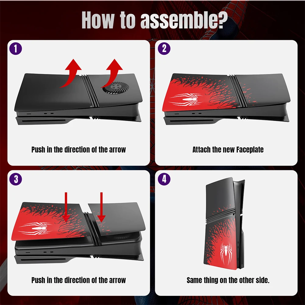 لوحة العنكبوت لقرص PS5 Pro والإصدار الرقمي، استبدال غلاف لوحة الوجه الجانبية المخصصة لجهاز PlayStation 5 Pro