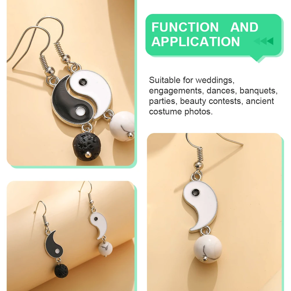 

Tai Chi Earrings Long for Women Drop Threaded Dangling Chinese Style Simple Dangle