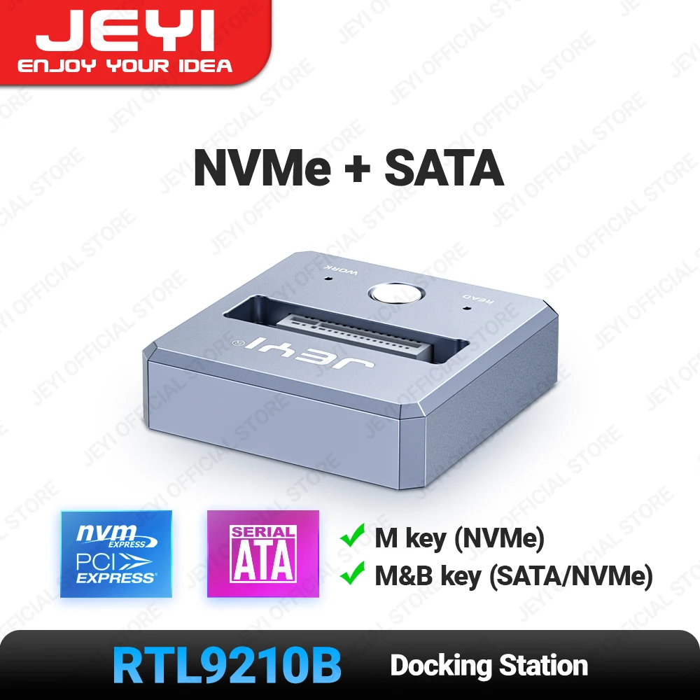 JEYI M.2 SSD-lezer (USB 3.2 10Gbps) NVMe & SATA naar USB-C PCIe SSD-dockingstation Solid Disk-adapter met schrijfbescherming