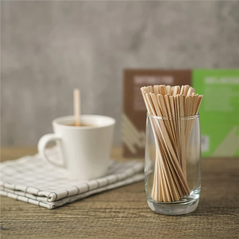 1000 PCS Wooden Coffee Stirrers Disposable Beverage Stir Sticks for Tea Drinks Popsicle Bar Cafe Home Use Wholesale XB