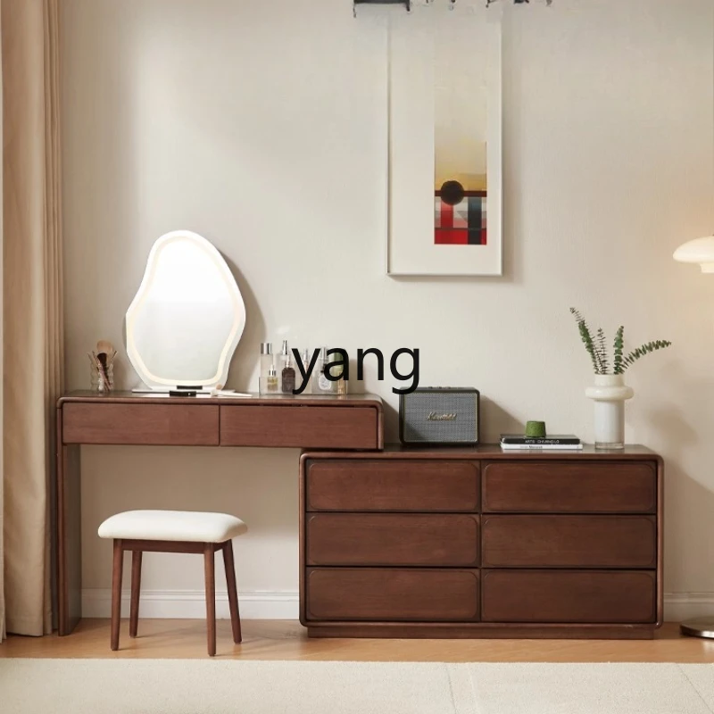 

YHM All Solid Wood Storage Bin Integrated Bedroom Extendable Makeup Table