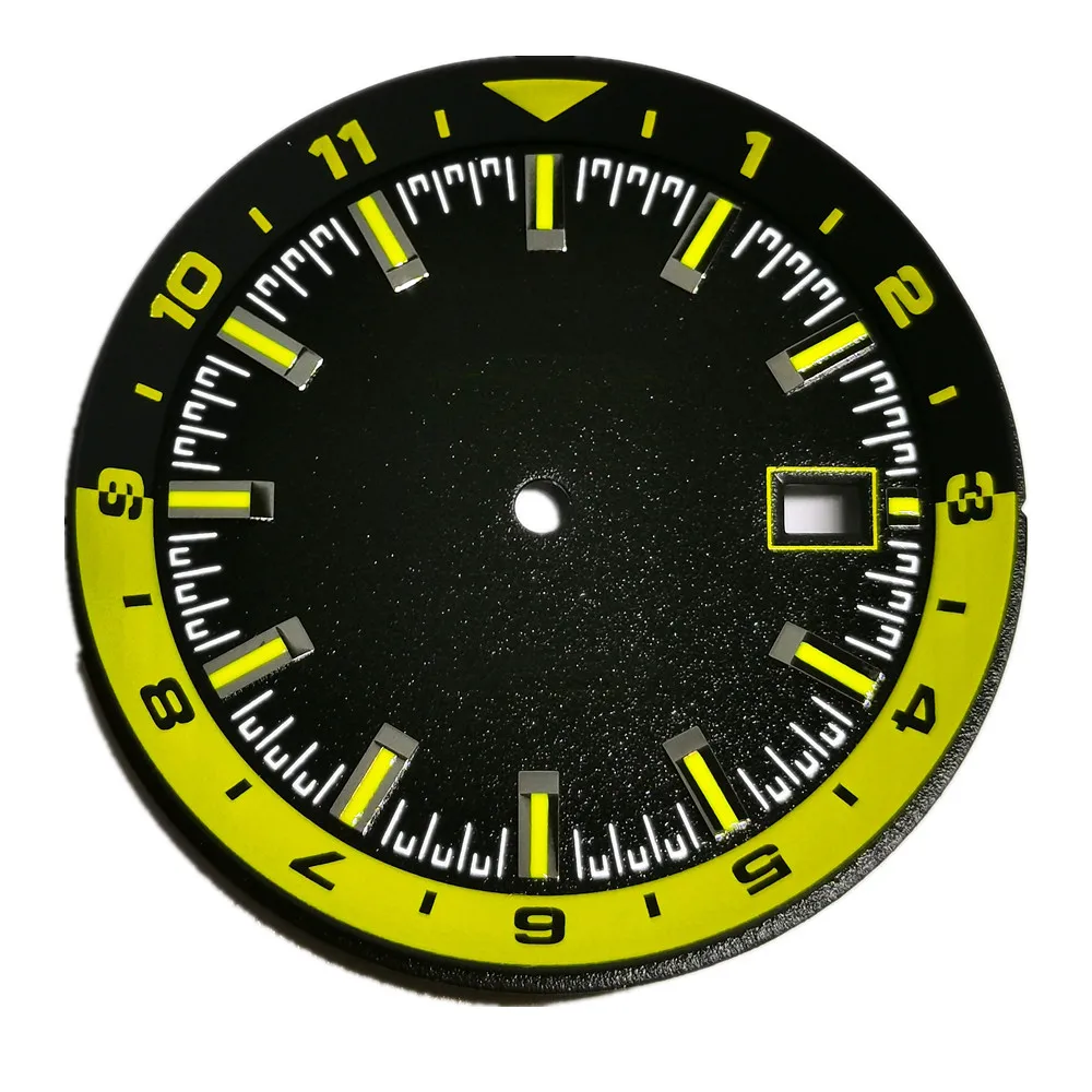 36.8MM Green Night Light Watch Dial Add Hands Fit NH35 Date 3 Window Automatic Movement