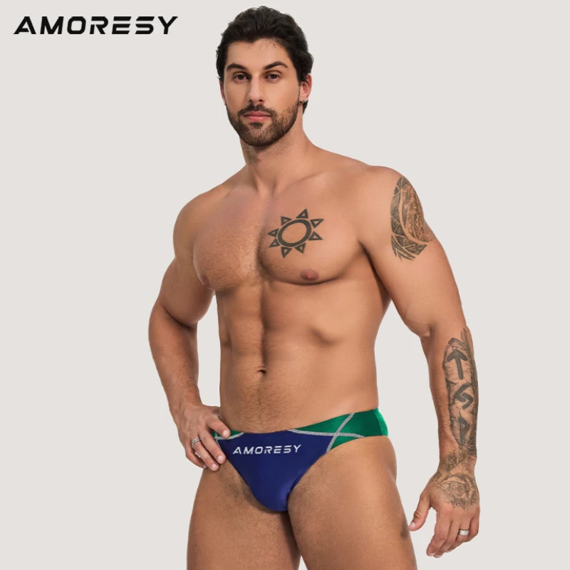 AMORESY Oceanus series trendy Japanese briefs low-waist hip-lifting tight-fitting ultra-thin swimming trunks