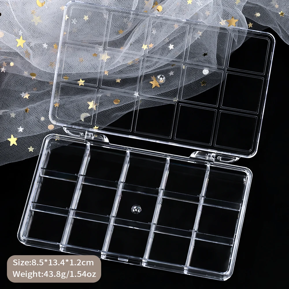 12/15/24 Fächer Leere Aufbewahrungsbox Transparent für Nagelzubehör Durchsichtiger Kunststoffbehälter für Schmuck Strasssteine Rechteckige Schachtel – Detail 4