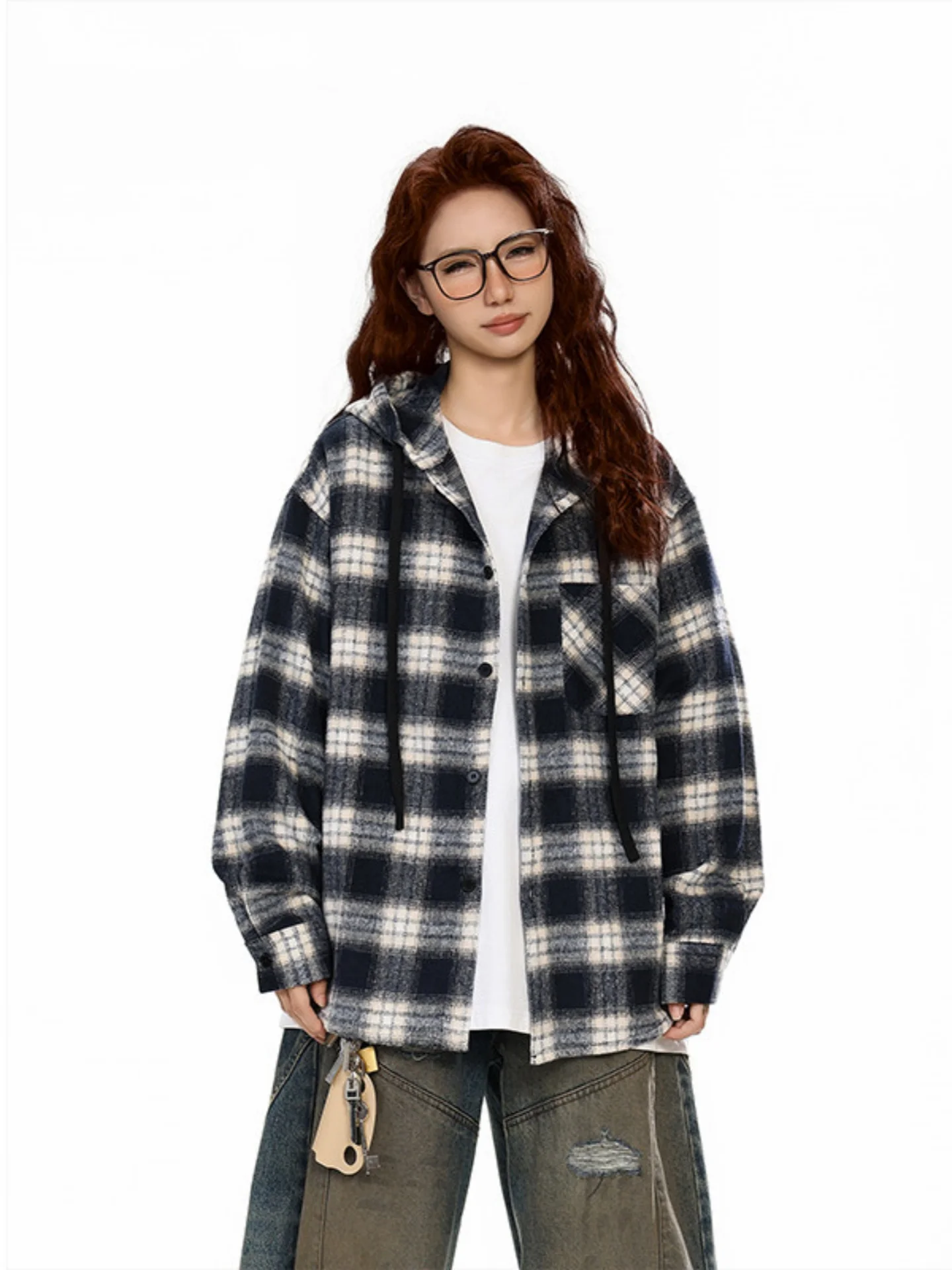 

American Retro Plaid Long Sve irt Men's Youth College Sle Couple Outerwear Autumn Trendy Top Casual Loose Fit irt