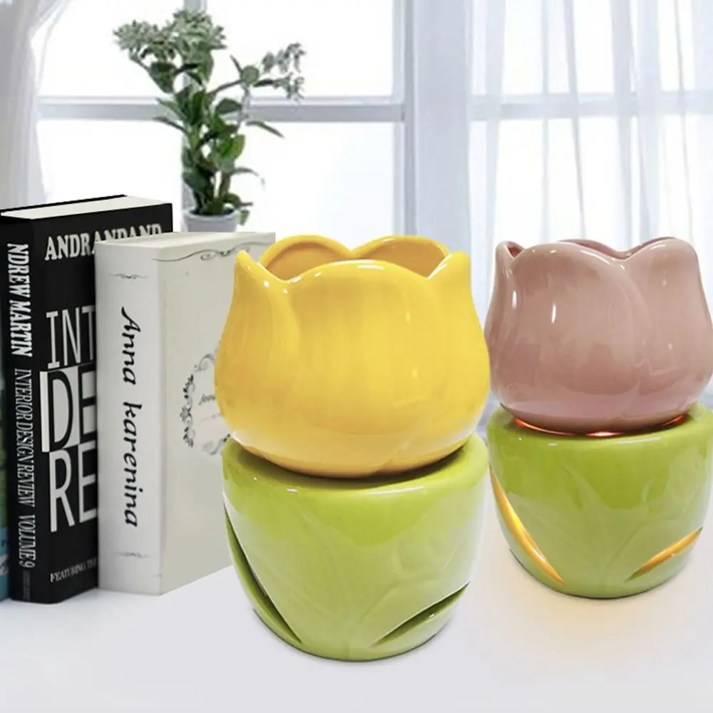 

Tulip Wax Melt Burner Chic Flower Shape Decorative Candle Wax Melter Multi Functional Ceramic Aromatherapy Stove