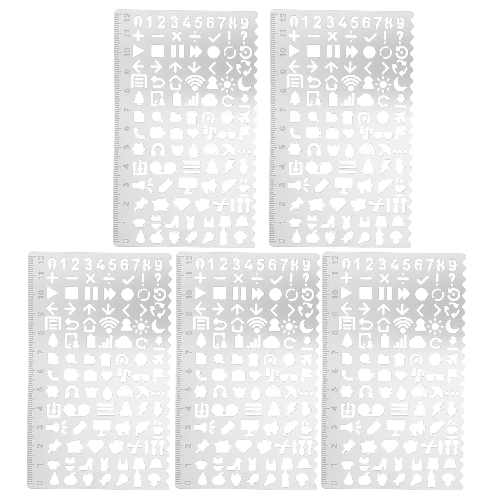 5Pcs Stainless Steel Stencil Ruler Drawing Template for DIY Crafts Geometric Shapes Reusable Metal Ruler Scrapbooking Wall