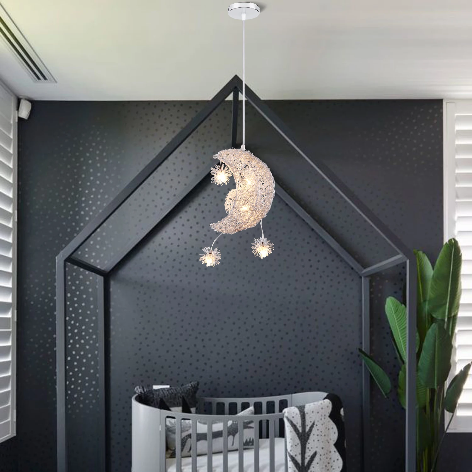 Modern Creative Pendant Light Moon Star Suspension Kids Bedroom Hanging Lamp Christmas Decorations For home Fixture Lighting LED