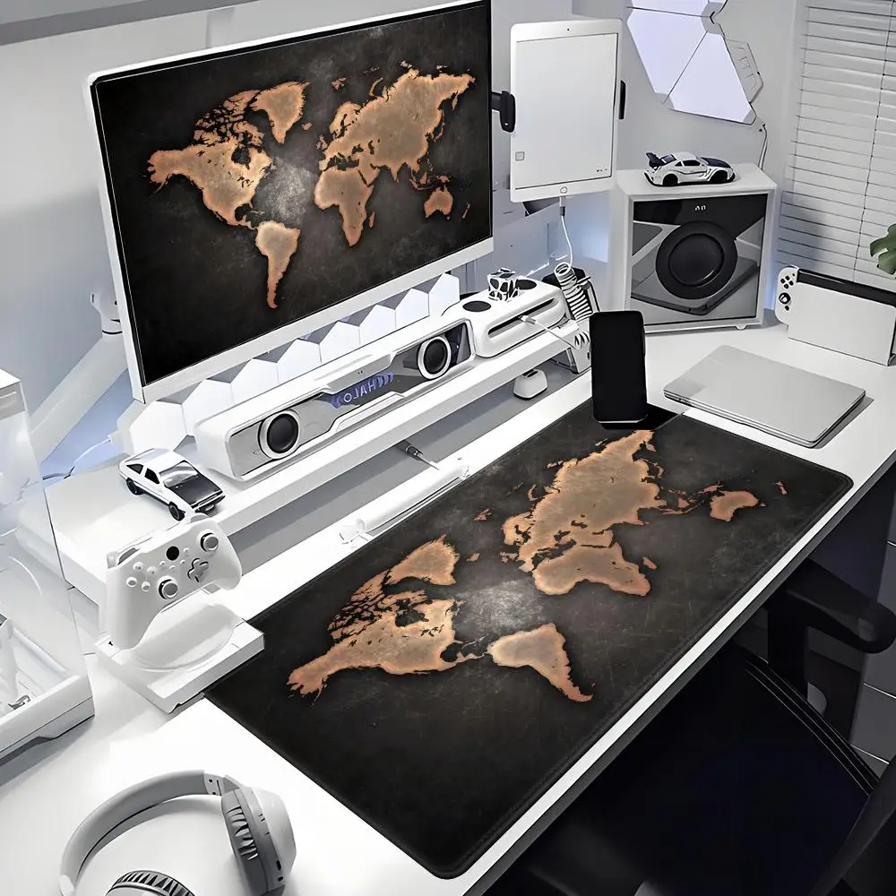 

HYBXAXC World Map Mouse Pad Large Gaming Mouse pad rubber desk mat Non-slip PC laptop Gamer desk accessories table pad carpet