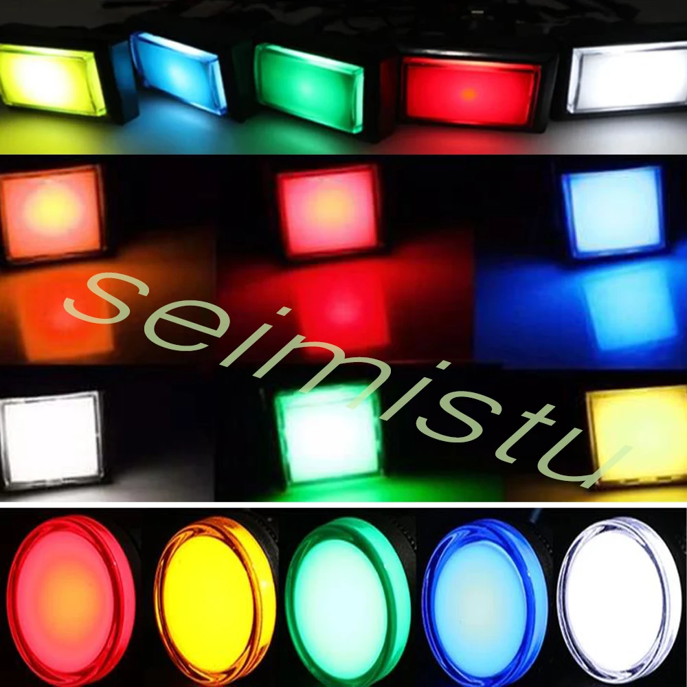 12V LED Arcade Game Push Button with Micro Switch Square round Rectangular Triangle Designs for Pinball And Swing Machine DIY Pa