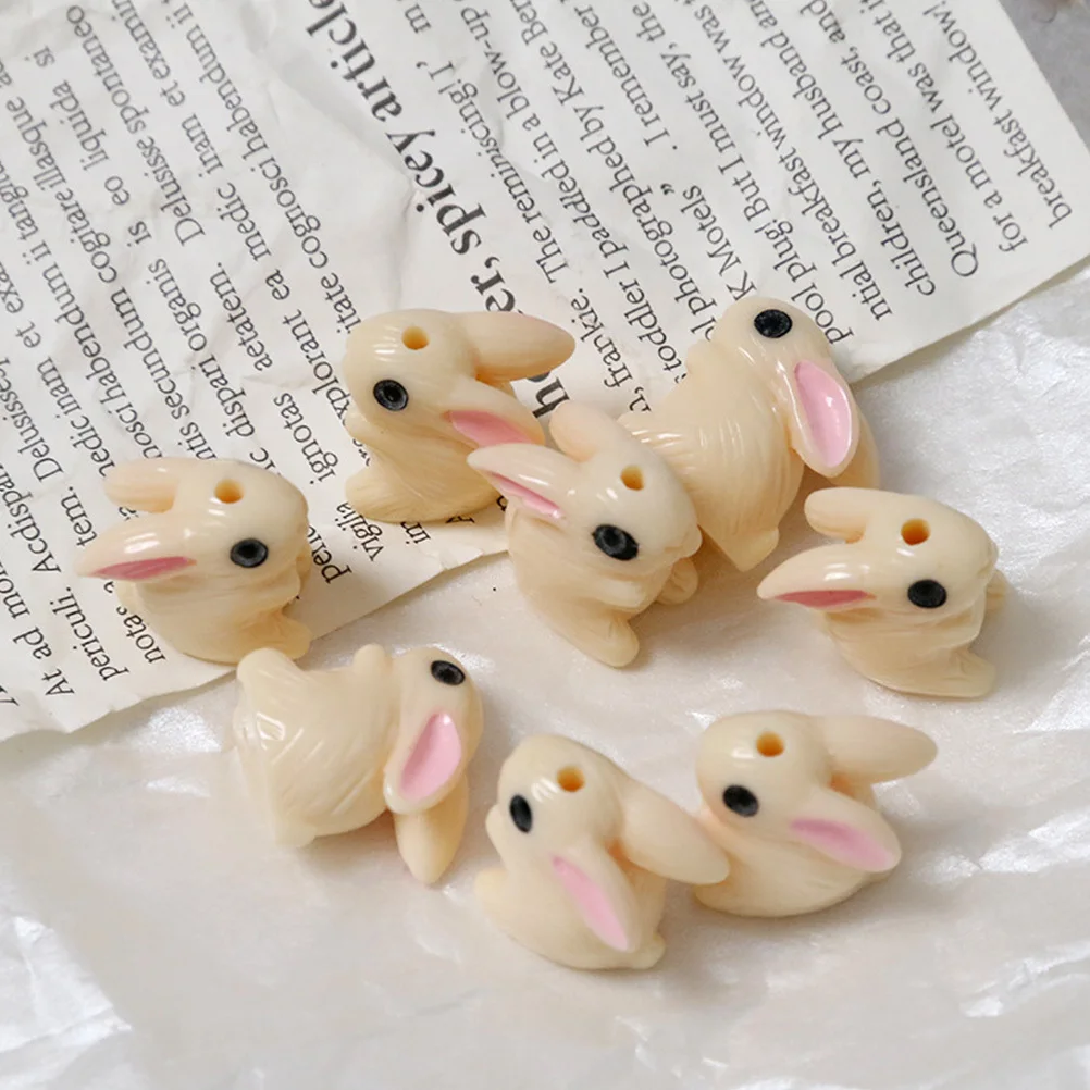 

10pcs Resin Rabbit Shaped Beads For Diy Jewelry Making Craft Bunny Loose Charms Spacer Beads For Necklace Bracelet Hair Ties Diy