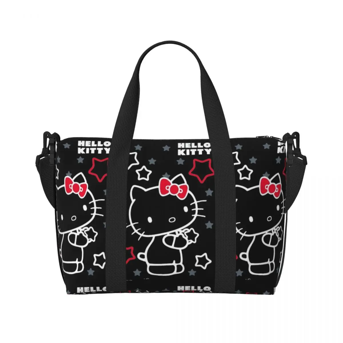 Custom Large Hello Kitty Tote Bag for Women Kitty White Shoulder Shopper Gym Beach Travel Bag