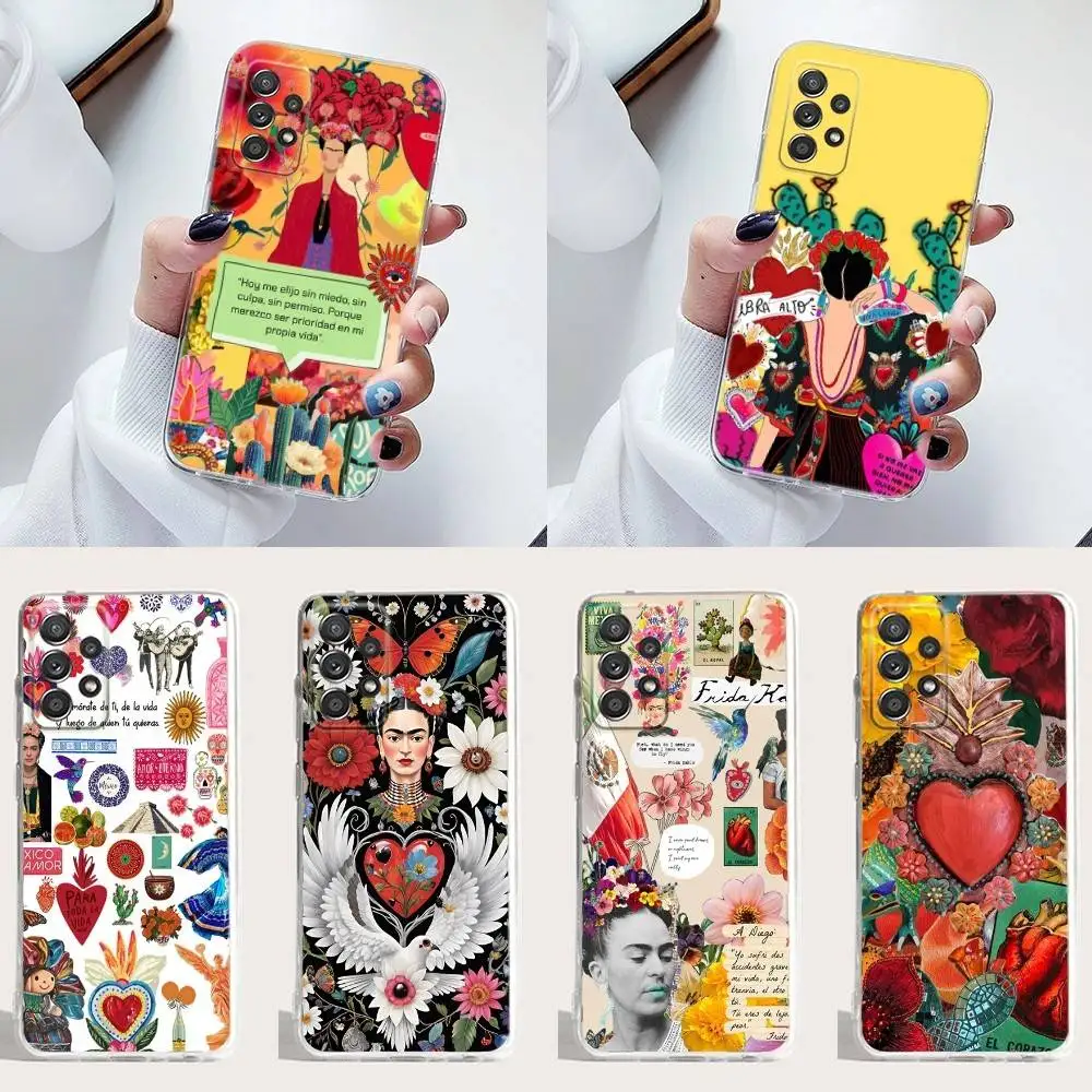 

Fashion F-FridaS-S K-Kahlo-g Pop Phone Case Silicone For Samsung S30,23,21,22,20 FE lite,S10,9,PIus Note20ultra Soft Transparent