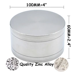 4 Inch Herbal Grinder for Smoking Herb 100MM Large 4 Layer Spice Tobacco Zinc Alloy Metal Smoking Accessories Big Spice Crusher