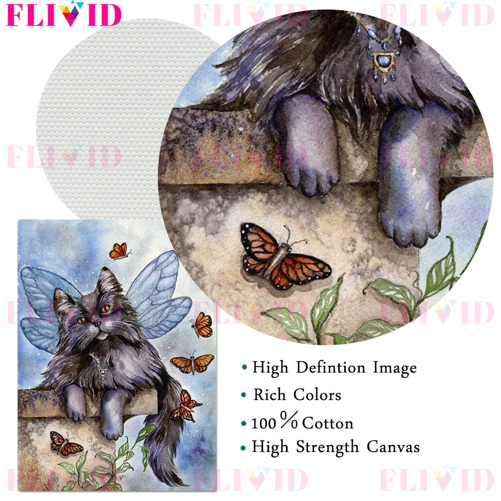 الغابات يونيكورن ، التنين القط ، الطيور مسكون ، خمر جدار الفن قماش اللوحة غامض ماجيك مخلوق الفن ملصق طباعة ديكور المنزل #6