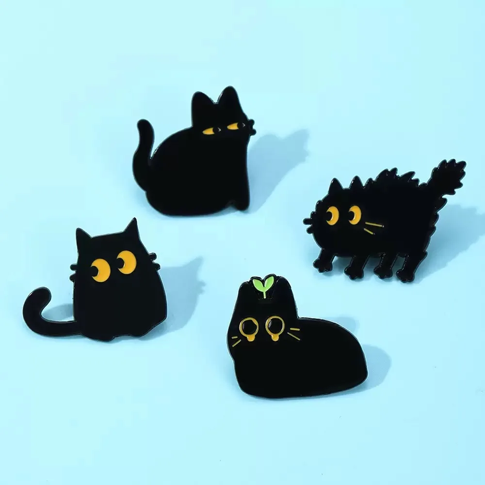 Heye série gato preto gatinho fofo roupas de animais, chapéu, mochila, estojo de lápis, acessórios, crachá, broche de pino presente conjunto de 4 peças