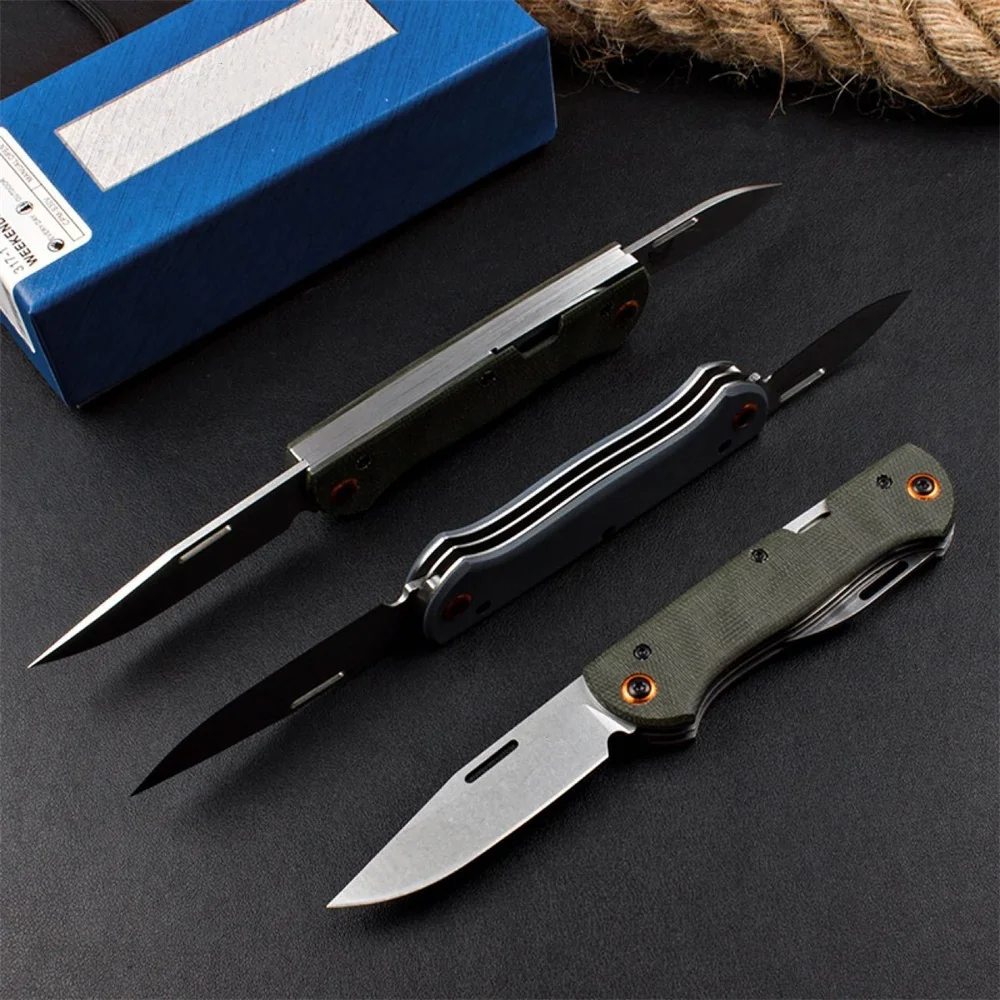 BM 317 Weekender 2-Blade Slipjoint Folding Pocket Knife D2 Drop Point Blade G10 / Linen Handles Survive Camping Hunting Tool