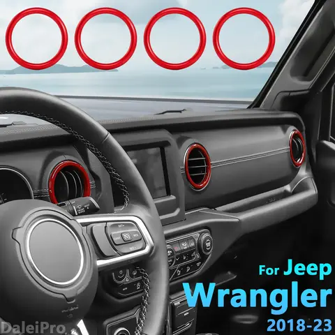 Jeep Wrangler 2018-2020 2021 2022 2023 자동차 콘솔 대시 보드 에어컨 콘센트 커버 AC 벤트 링 인테리어 액세서리