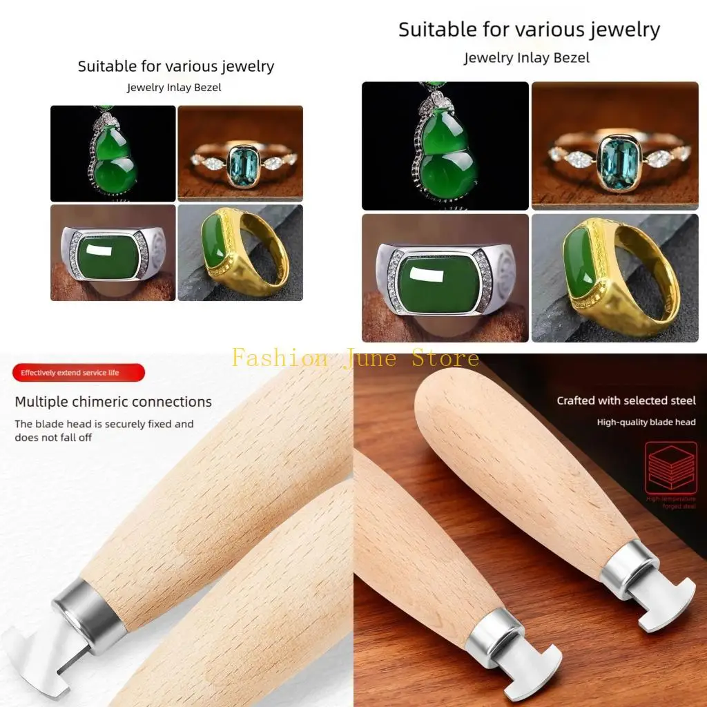 

N5KA Практичный инструмент для изготовления ювелирных изделий Лезвие из нержавеющей стали Нескользящая деревянная ручка