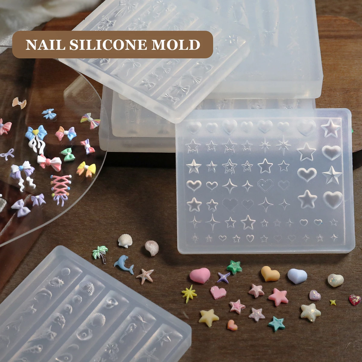 Nail Art 3D Soft Silicone Mold Carving Tool Bow Nail Art Embossing Glue DIY Design Manicure Template Nail Art Stencil Tools