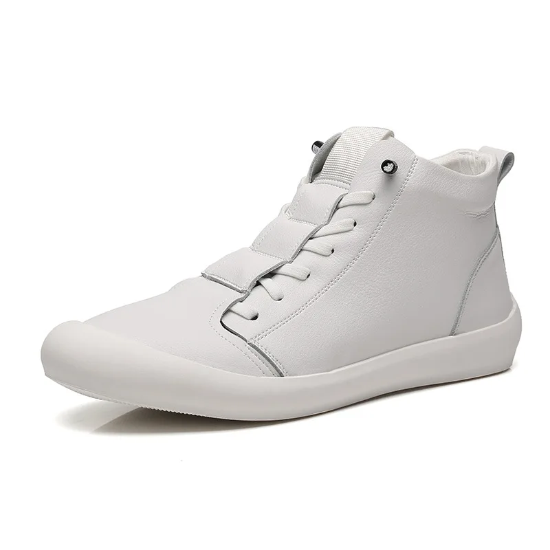 Leather Shoes Men High top Sneakers Fashion Men White Shoes Cool Street Young Man Footwear Male Sneakers 896