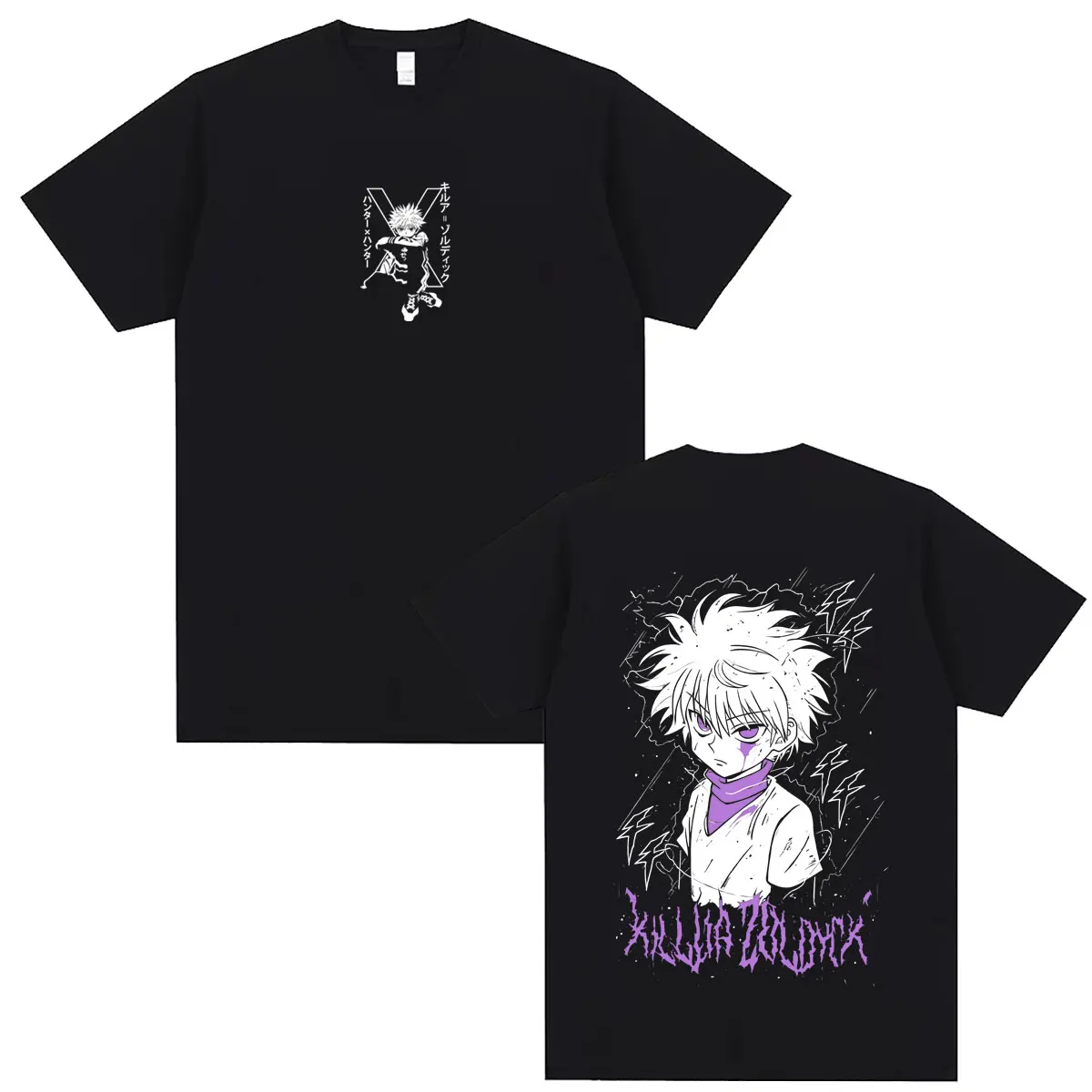 Anime Hunter X Hunter T-Shirt, Manga, Killua Zoldyck, T-Shirts für Männer und Frauen, modisches Vintage-Design, Oversized-Schnitt, Streetwear, lässiges T-Shirt für Herren. – Detail 2