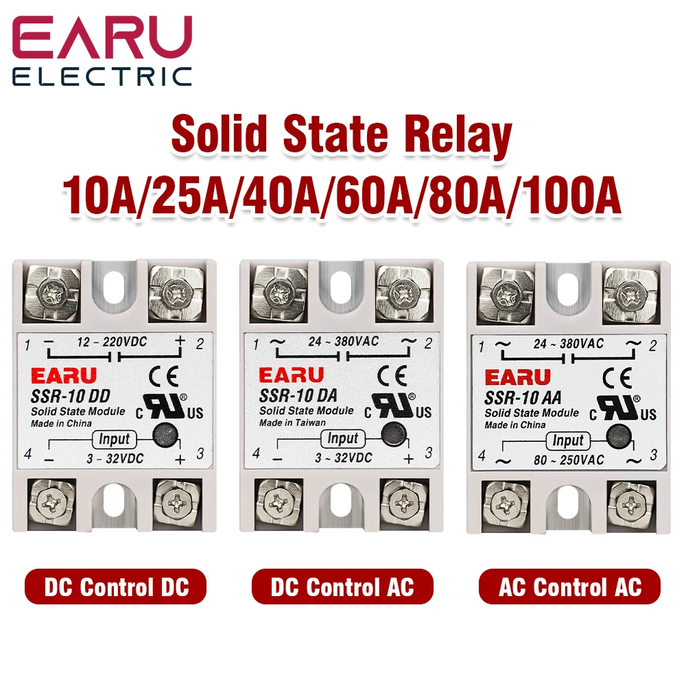 

SSR-25DA SSR-40DA SSR-40AA SSR 10A 25A 40A 60A 80A 100A DD DA AA твердотельный релейный модуль для ПИД-контроля температуры