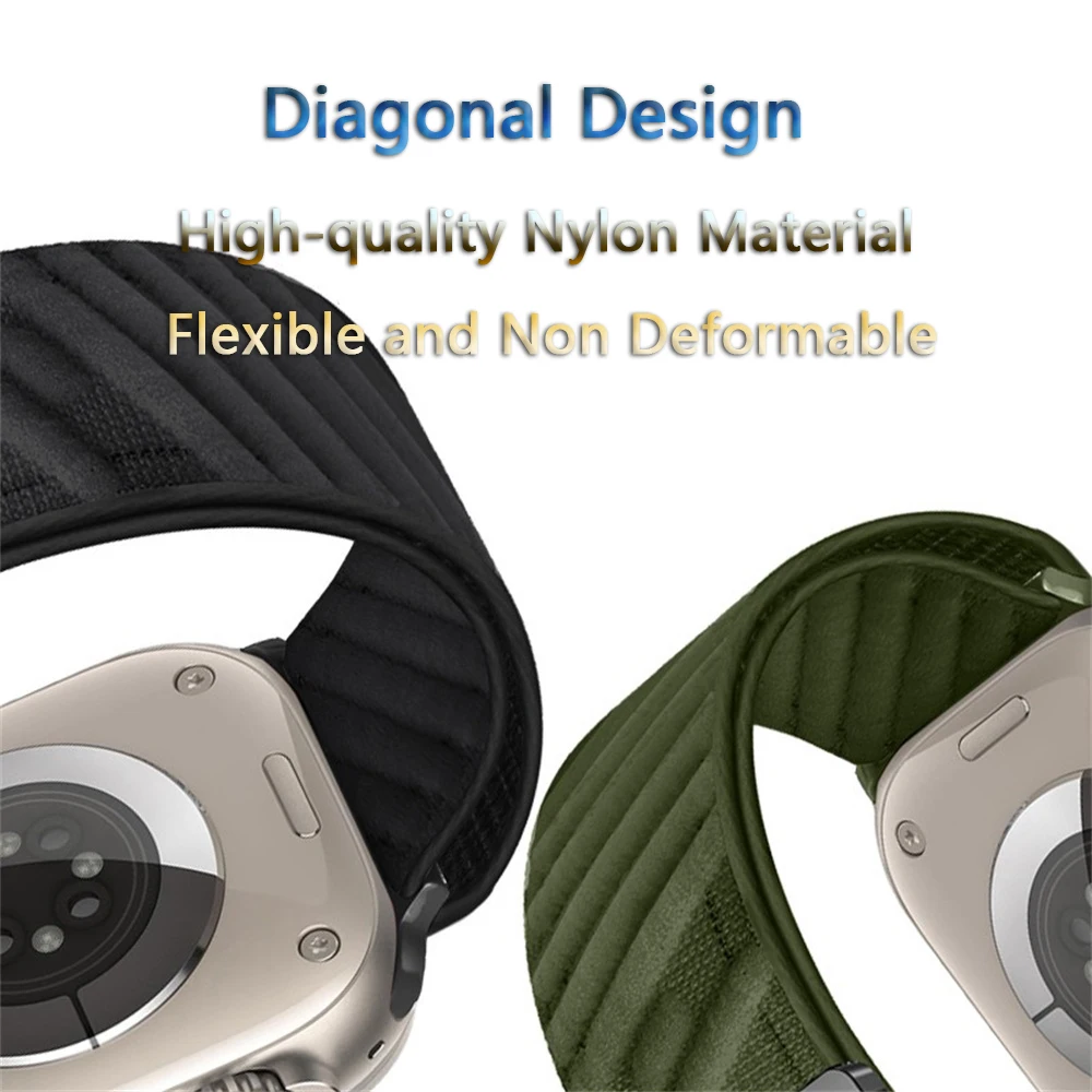 Suitable for Apple Watch 38 40 41mm Nylon Loop Strap Parachute Buckle Diagonal IWatch 1-10 Series Sports Wristband 42 44 45 49mm