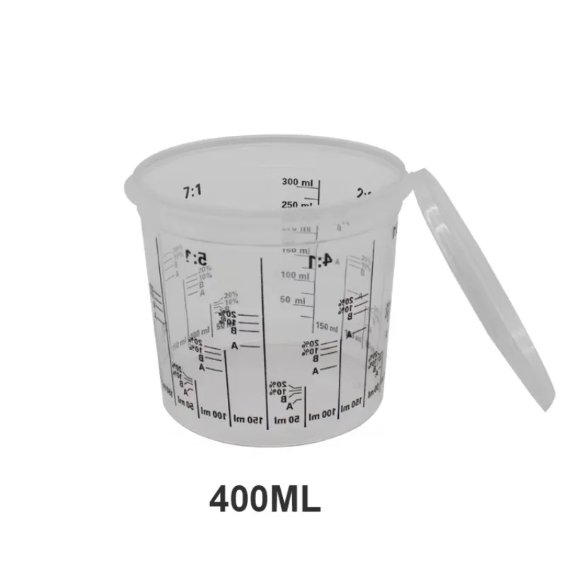 

Easy-to-read disposable plastic mixing cup for mixing and storing all paints
