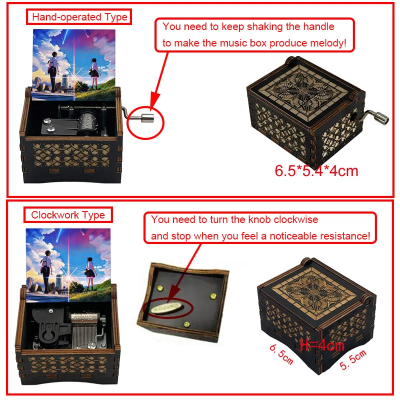 Anime-Themenlied 'Bink's Sake' Adaptierte 18-Ton-Lasergravur Spieluhr Holzbox Dekorative Ornamente für Zuhause Party Feiertagsgeschenke ﻿ – Detail 1