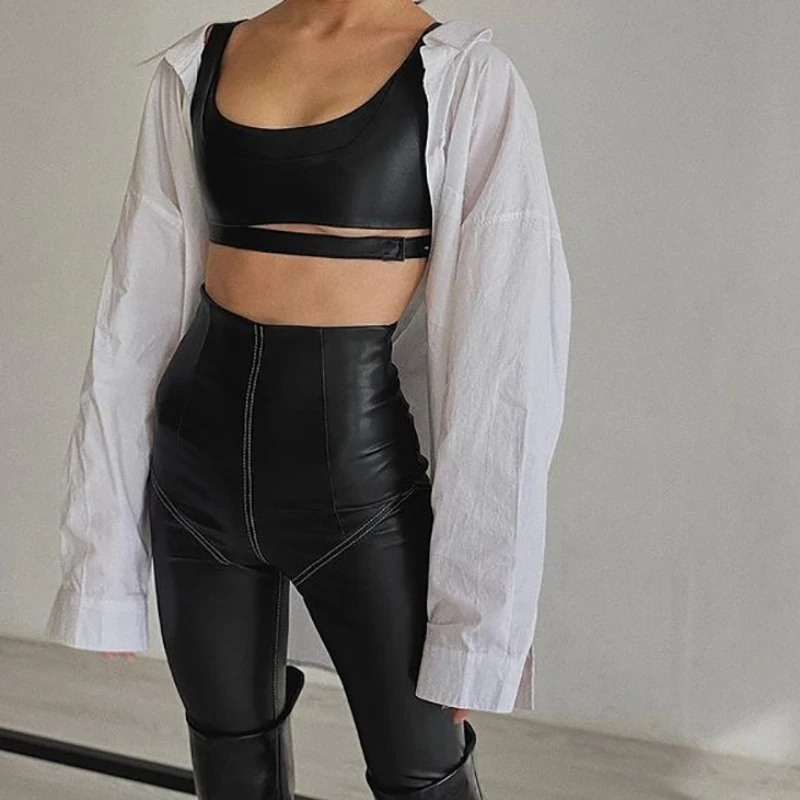 Fashion PU Leather Skinny Pencil Pants for Women Streetwear Bottom Trousers Club Sexy Party Autumn 2025 Y2k
