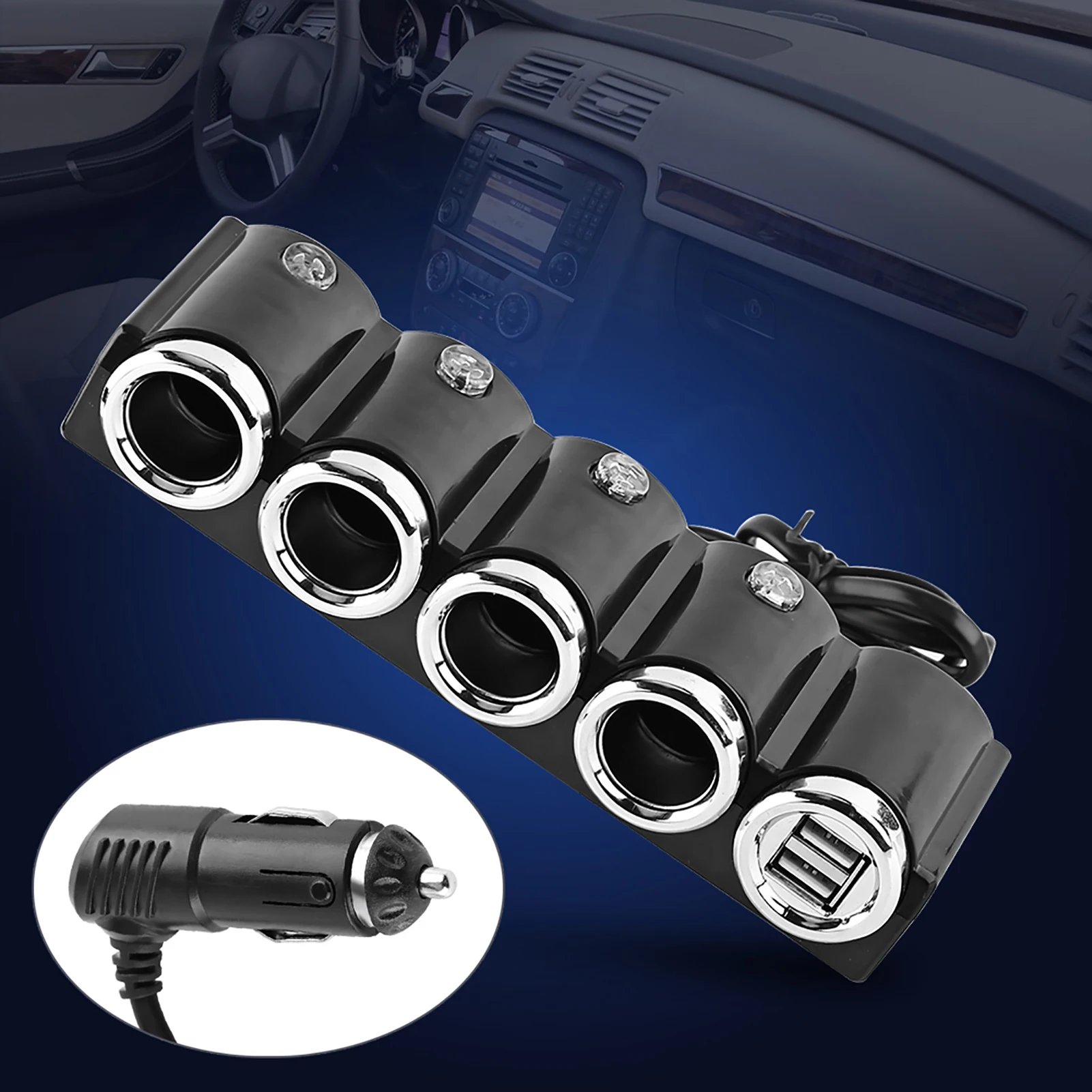 DC 12V/24V USB 4 Way Car Cigarette Lighter Socket Splitter Power Charger Adapter Popular