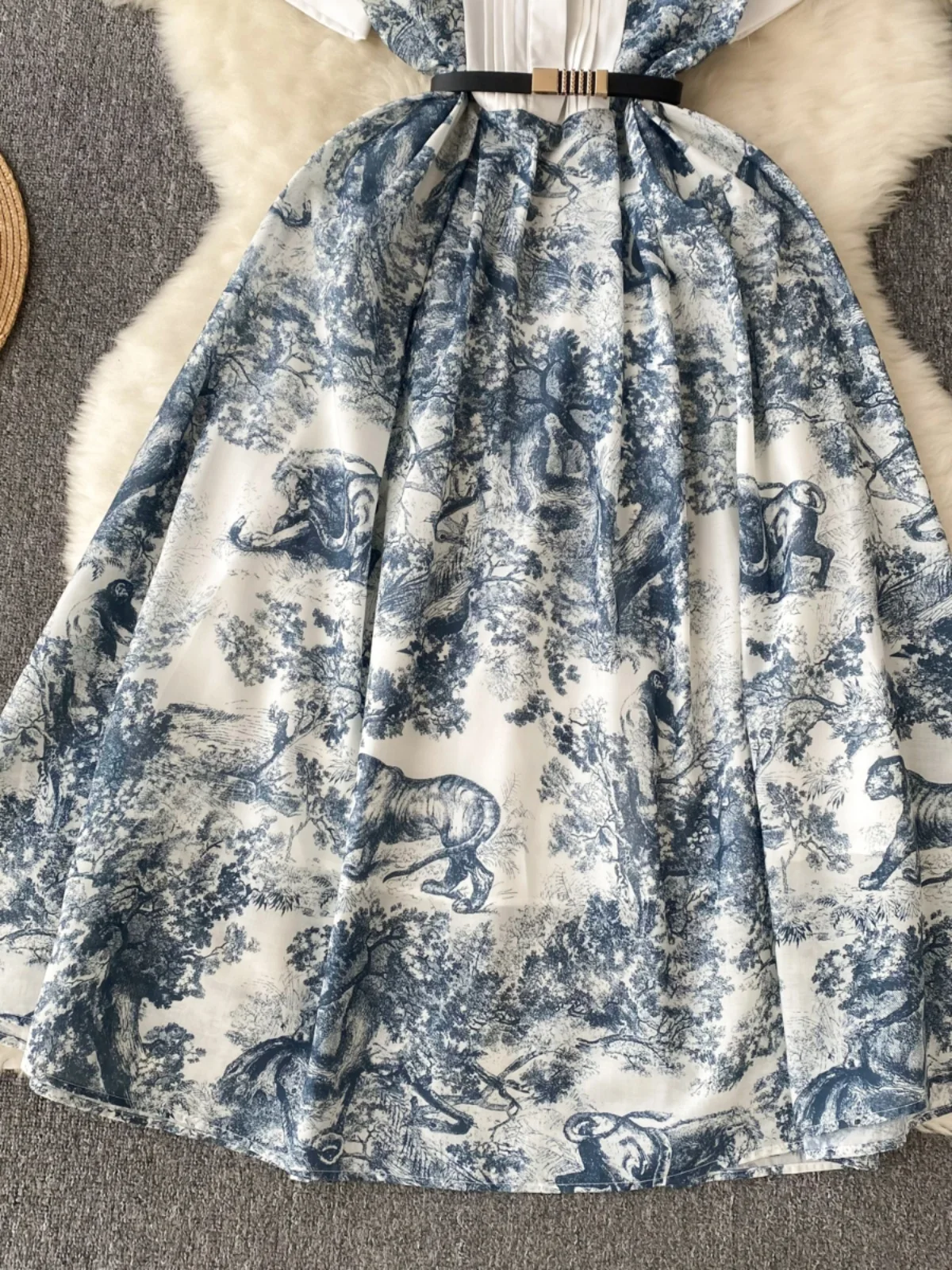 Ele ort Sve Blumendruck Dr. Taillenbetontes Design für Damen, einzigartiger Chic, Super Fairy Aosphere Long Dr