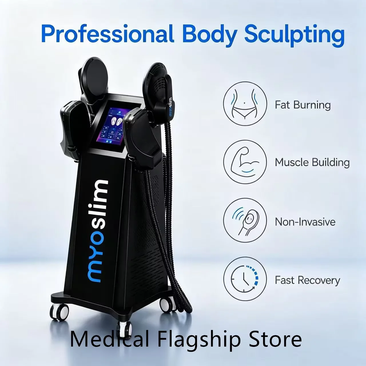 MYOslim 6500W EMS Body Sculpting Electromagnetic Muscle Stimulator Shaping Equipment with 4 Handles for Salon Use