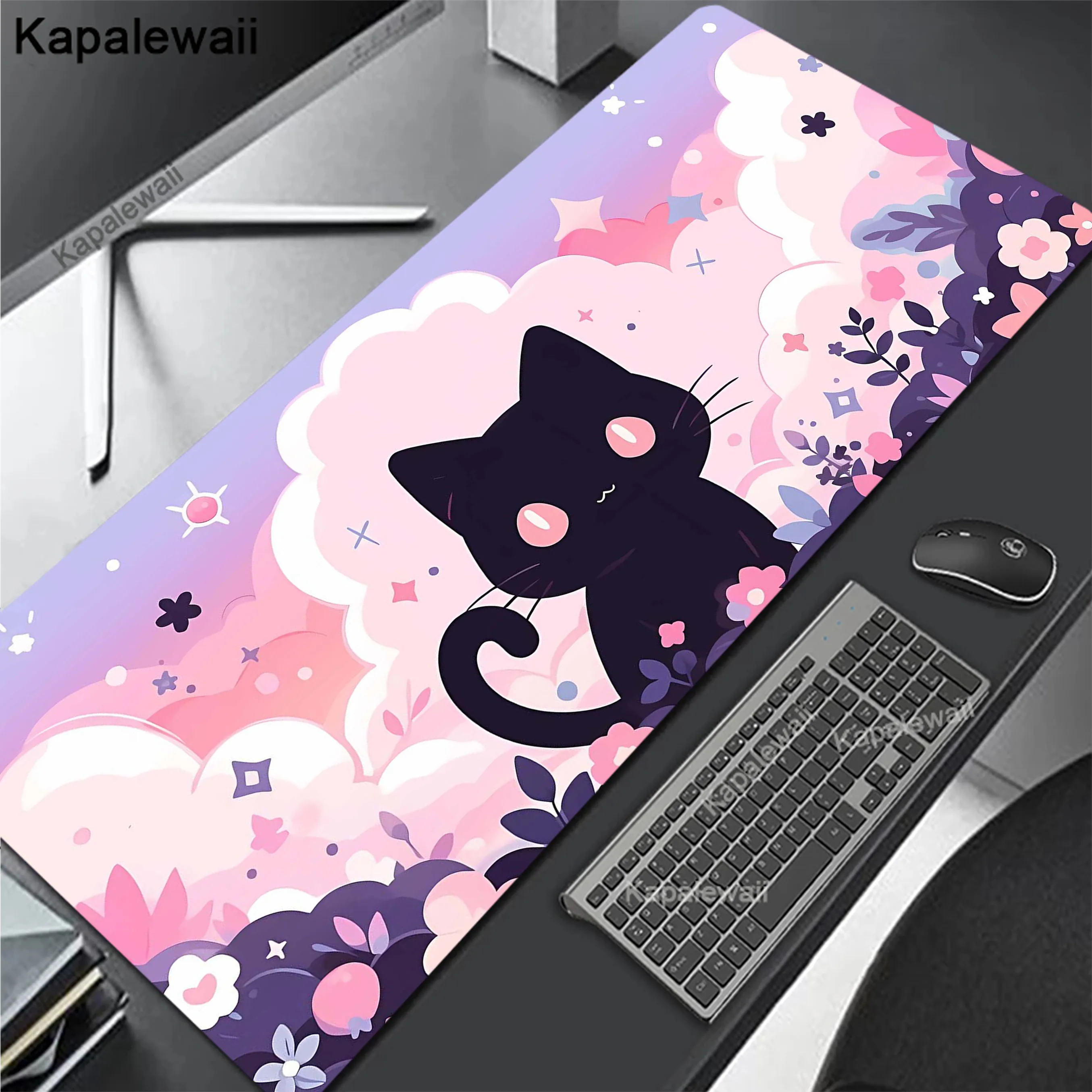 

Colours Pink Cat Kawaii Mew Extended Mousepad Gaming Speed Keyboard Pads Desk Mat Office Mouse Pad Tapis de Souris 700x300mm