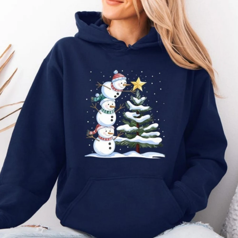 

Толстовка со снеговиком, Рождественский пуловер, Рождественская толстовка со снеговиком, с карманом, регулируемый шнурок, унисекс, женский и мужской спортивный костюм