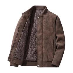 Men's Clothing Autumn Winter Turn-down Collar Solid Color Zipper Pockets Long Sleeve Cardigan Coats Fashion Jackets Casual Tops