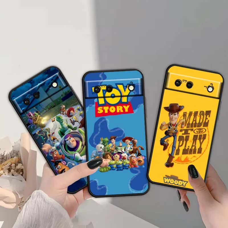 

Cute Toy Story Anime For Google Pixel 9a 9 8A 8 7 7A 6 6A Pro XL 2024 5G Black Soft TPU Silicone Cover Phone Case
