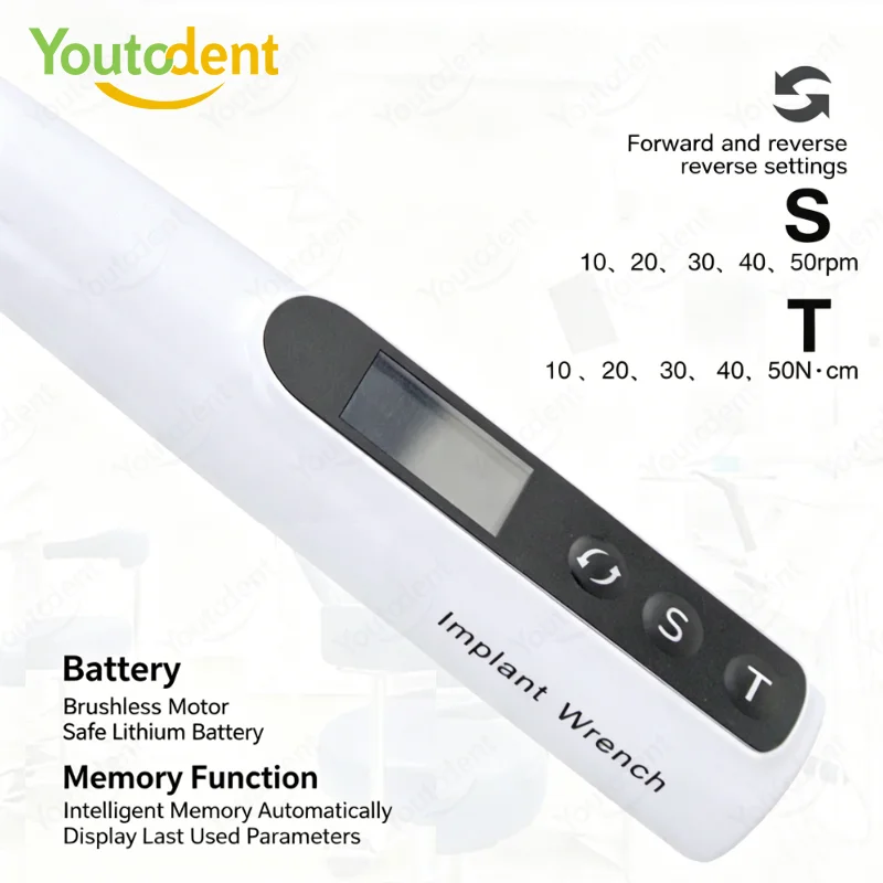 Wireless Dental Implant Motor Electric Torque Wrench 20:1 Contra Angle 10-50Ncm Adjustable Speed LCD Display Implant Driver view 4