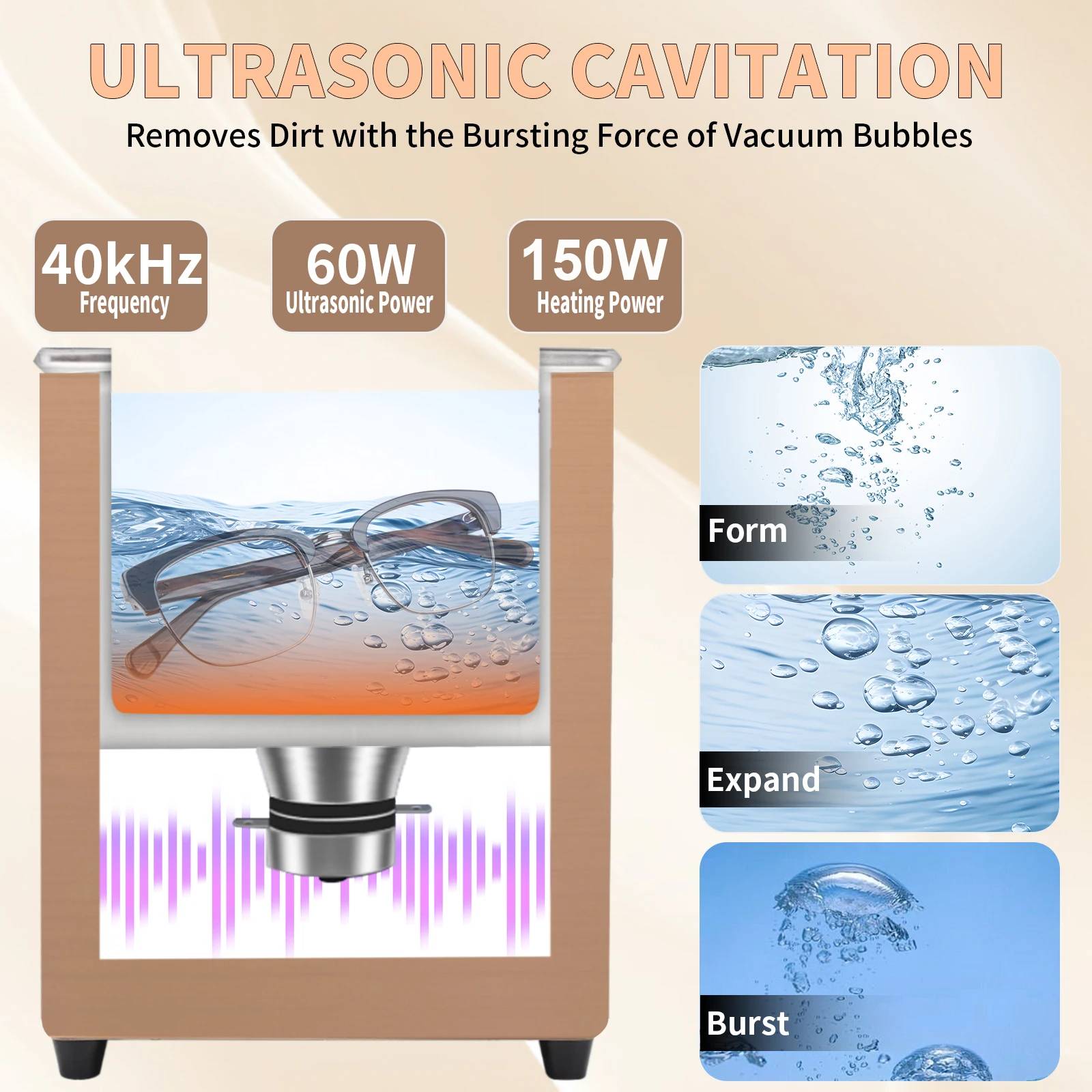 2L Ultrasonic Cleaner, 40kHz Ultrasonic Bath, Cleaning Machine For Jewellery, Glasses, Phone parts, Filters, Coins, Small Parts