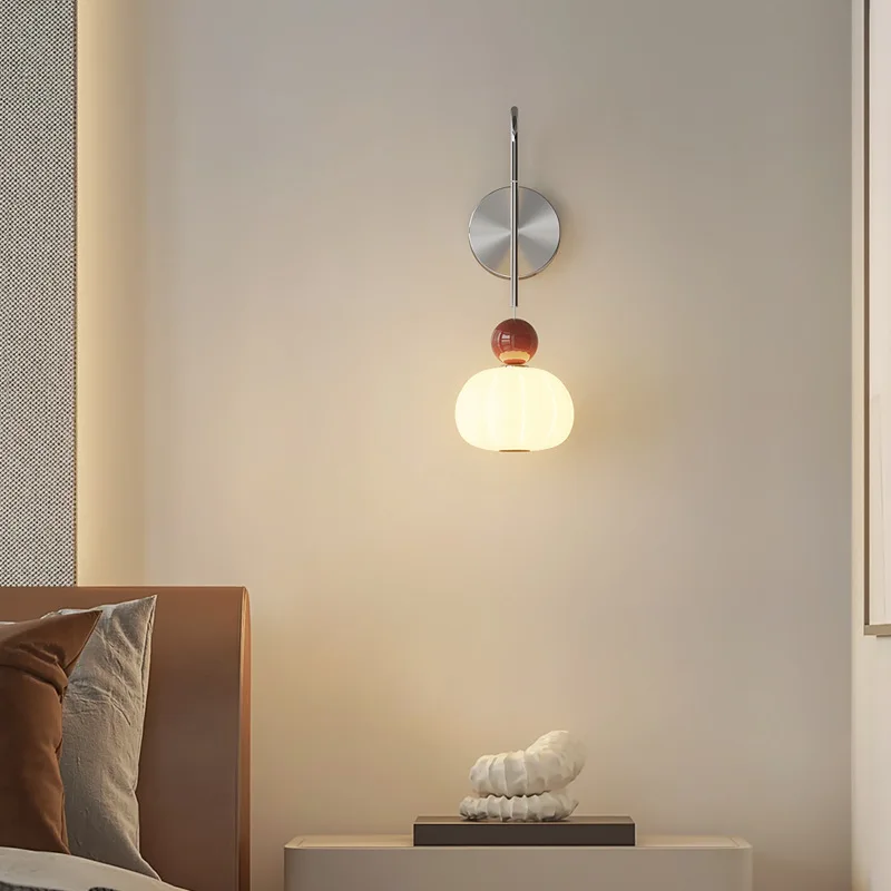 

French cream wind wall lamp Bauhaus 2025 new pumpkin bedroom bedside lamp corridor aisle chandelier wall lamp