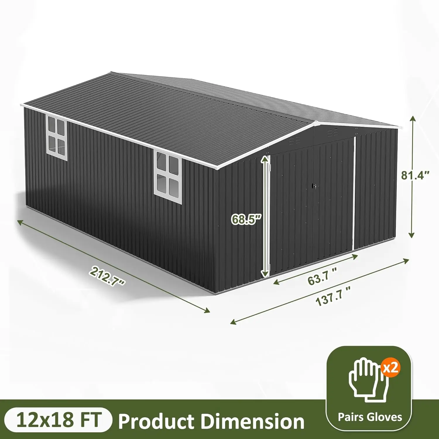 

Outdoor Storage Shed, Garden Shed with Updated Frame Structure and Lockable Doors, Metal Tool Sheds for, Customized