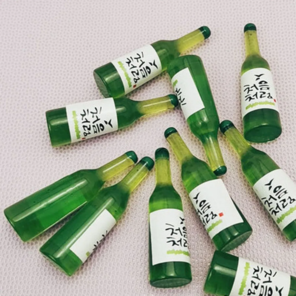 

12 Pcs Simulated Korean Rice Bottle Mini Bottles Decor Decorate Model Miniature Resin Decorations