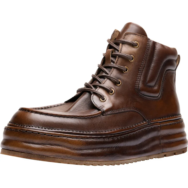 

Luxury Cowboy Designer Shoes Chelsea Boots Mens Autumn Winter Genuine Leather Combat Motorcycle Boots Outdoor Snow Ankle Boots
