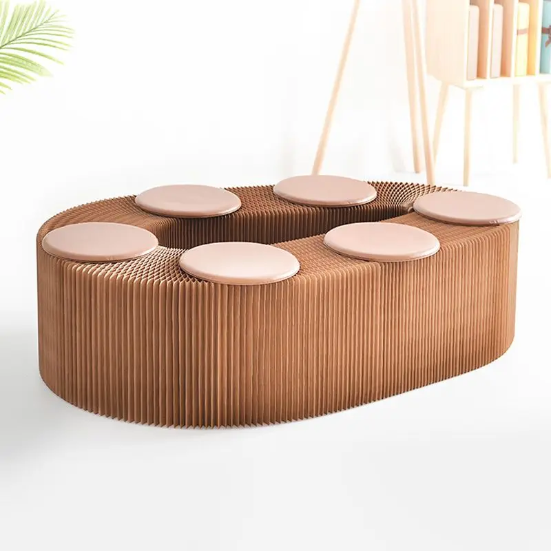 Multifuncional Folding Stool com Almofada, Otomano Armazenamento, Telescópico, Portátil, Decorativo Móveis de Interior, Sala de estar, 6 Assentos