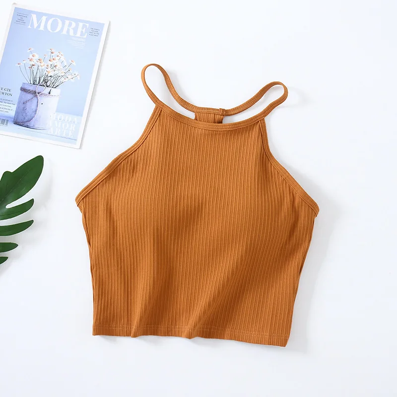 Summer Chest Pad Suspender Vest Female Cotton Bra Short T-Shirt Sexy Sleepwear One Piece Pajamas Tops For Women Nightwear Shirt