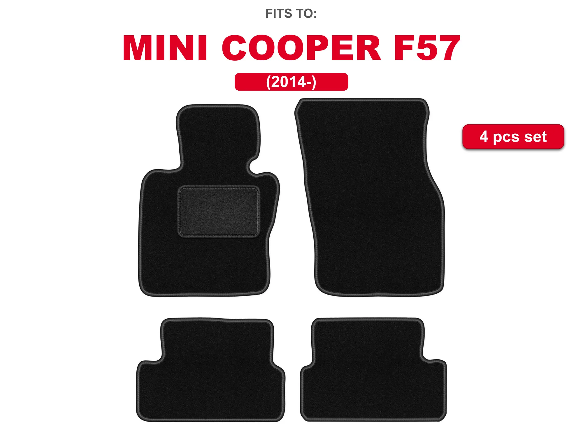 Auto velour matten voor: Mini Cooper F57 2014-convertible zwarte auto bijpassende automattenset