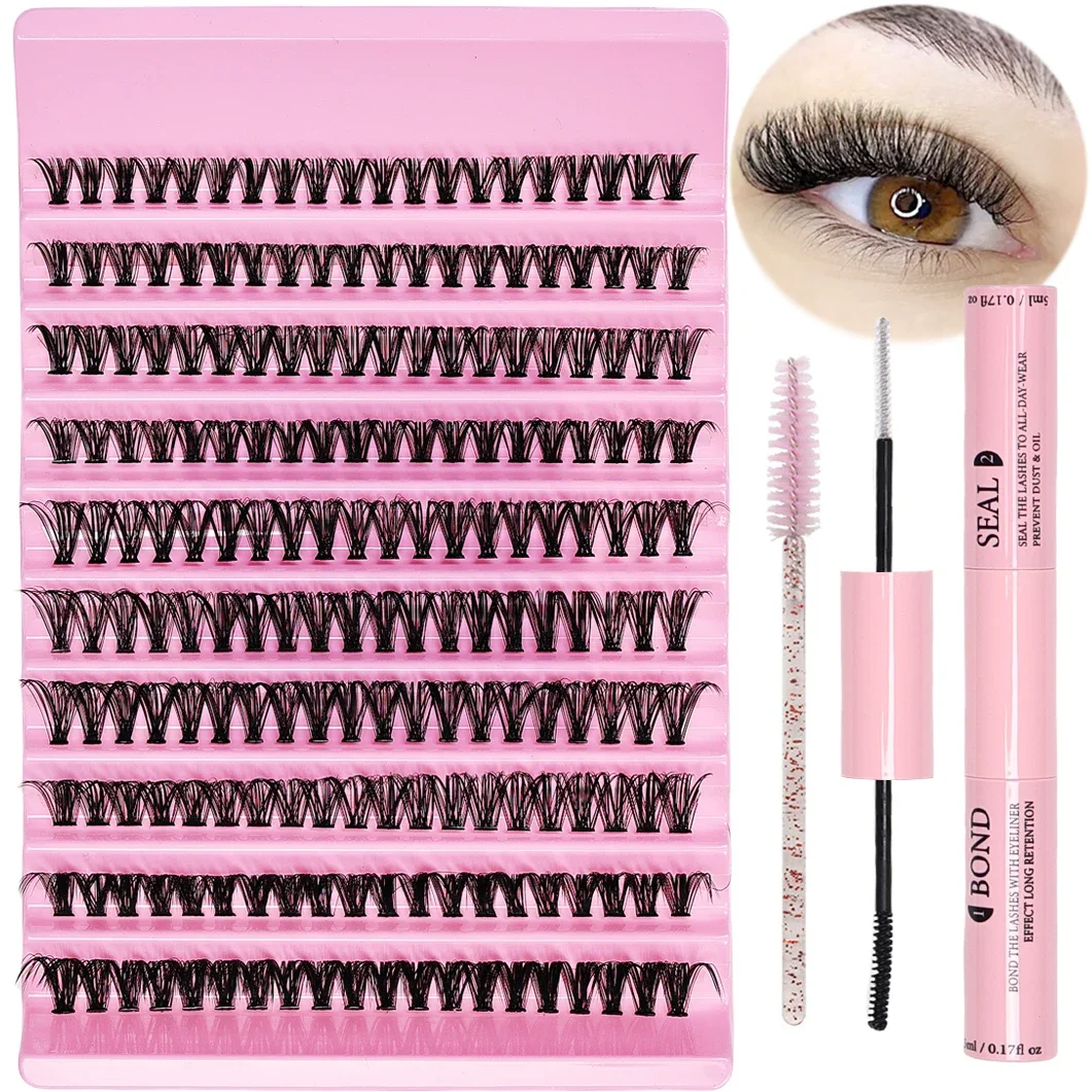 200pcs Eyelash Kit Personal Curler D Curl with Adhesive and Sealant Curler and Eyelash Brushes